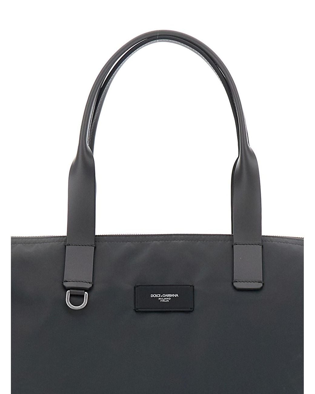 Dolce & Gabbana Black Tote Bag With Two Top Handles And Logo Plaque On The Front for men