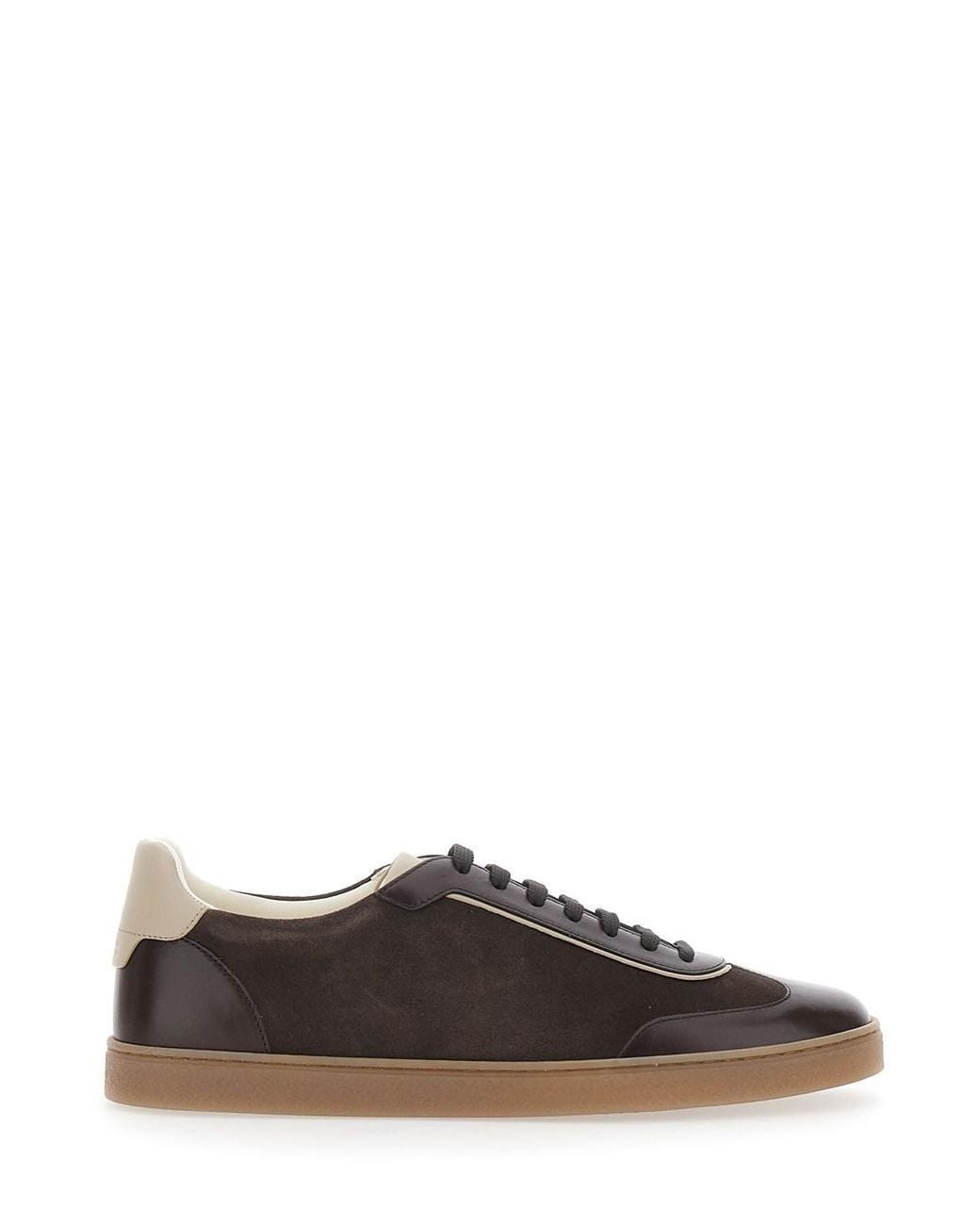Brunello Cucinelli Brown Sneakers With Embossed Logo On The Heel for men