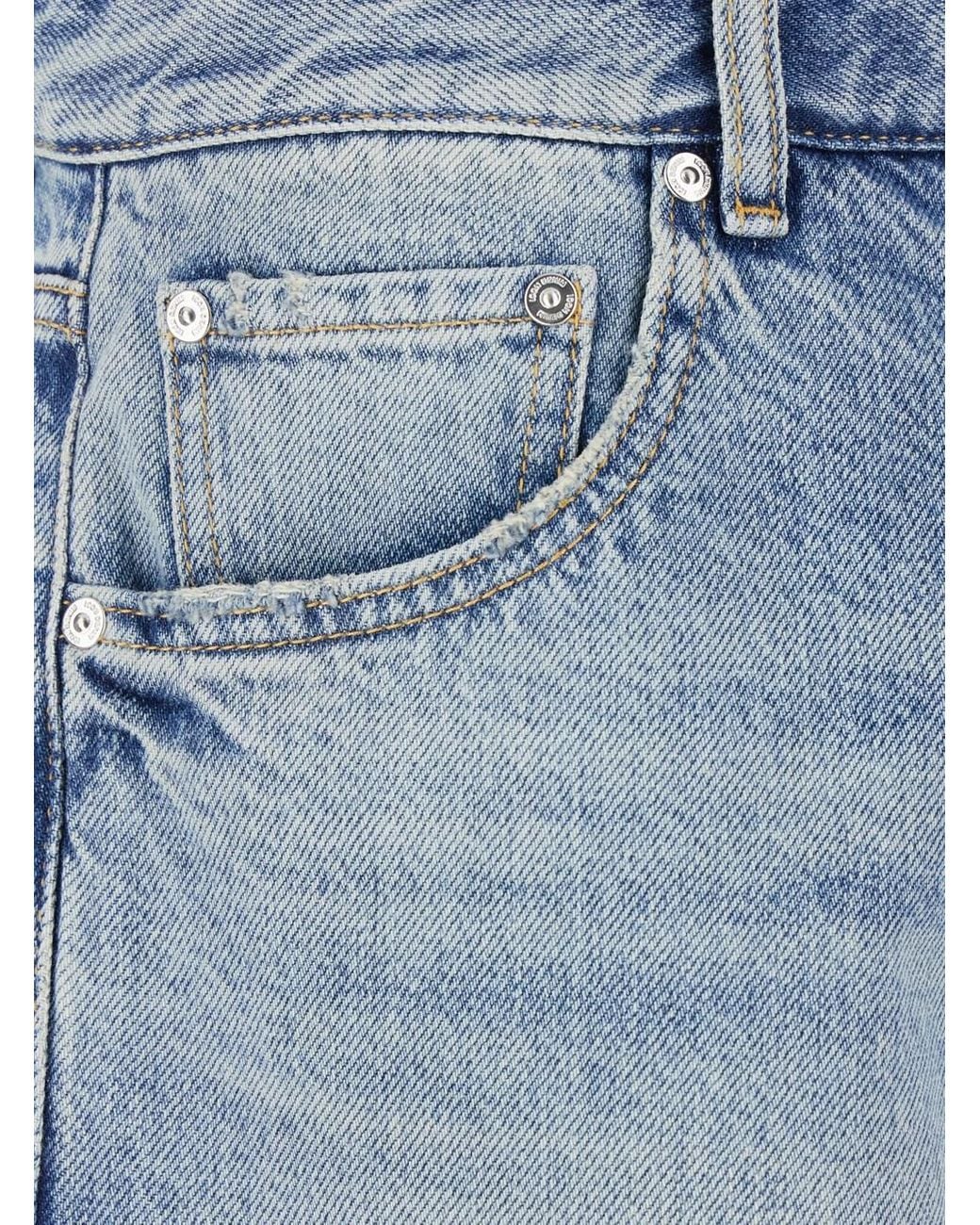 ICON DENIM Blue Five-Pocket Bermuda Shorts With Logo Patch On Th for men