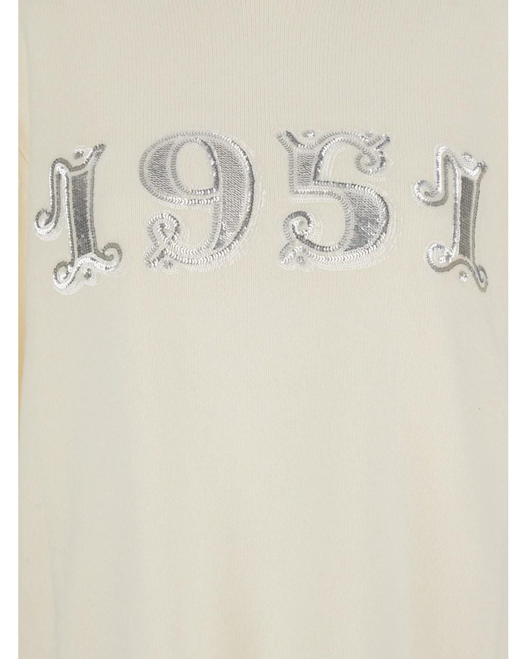 Max Mara White Wool And Cashmere Sweater With Logo Tops