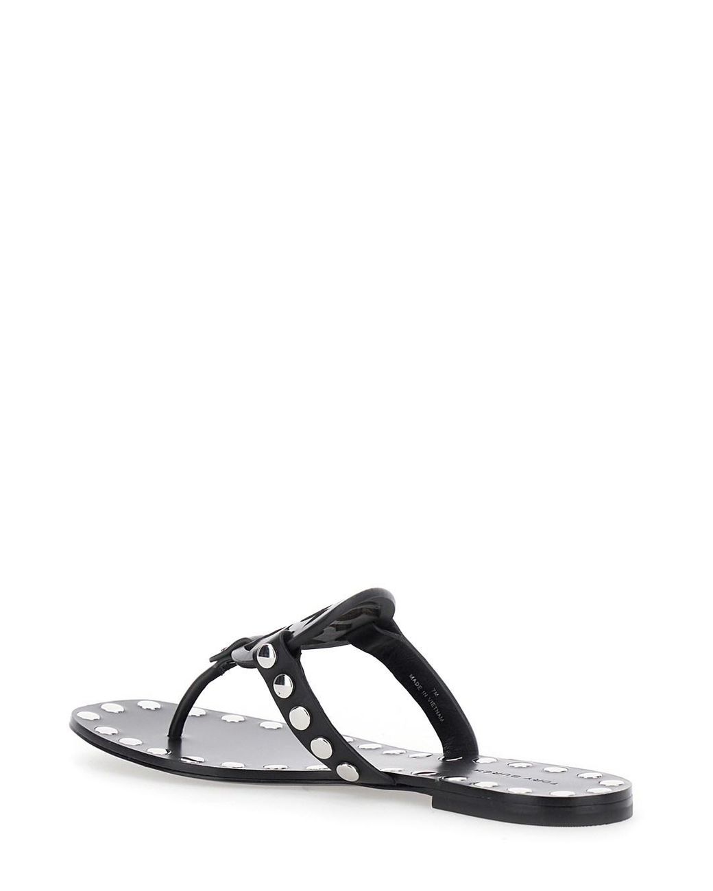 Tory Burch Black Thong Sandals With Logo And Studs