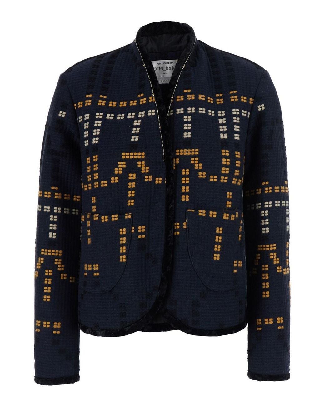 Forte_forte Blue 'Samarcanda' Jacket With Geometric Embroidery With B