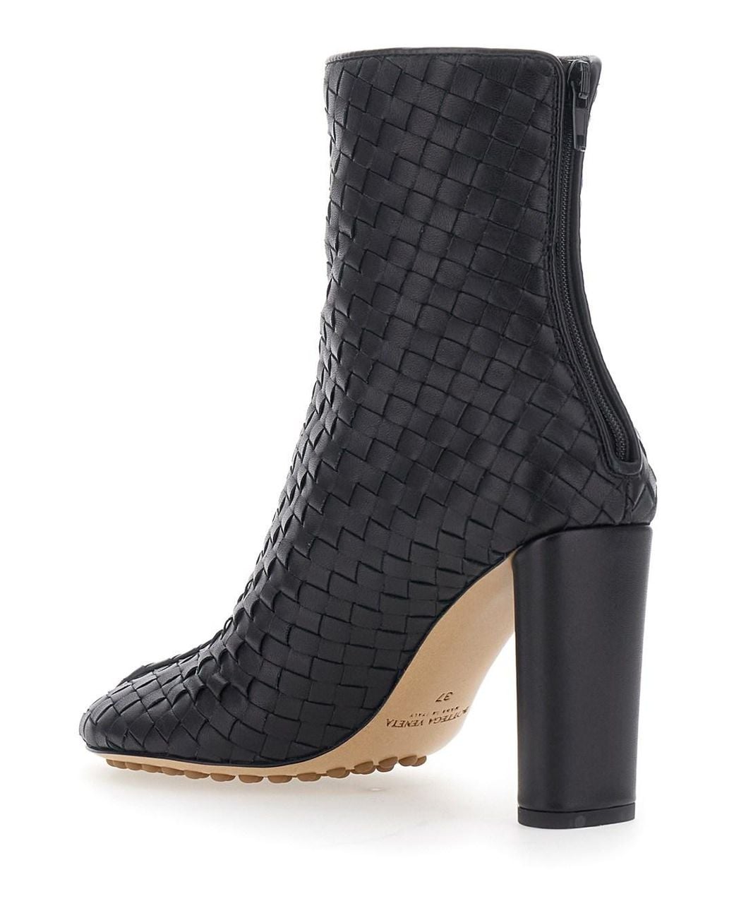 Bottega Veneta Black Charry Zipped Ankle Boot High Heel