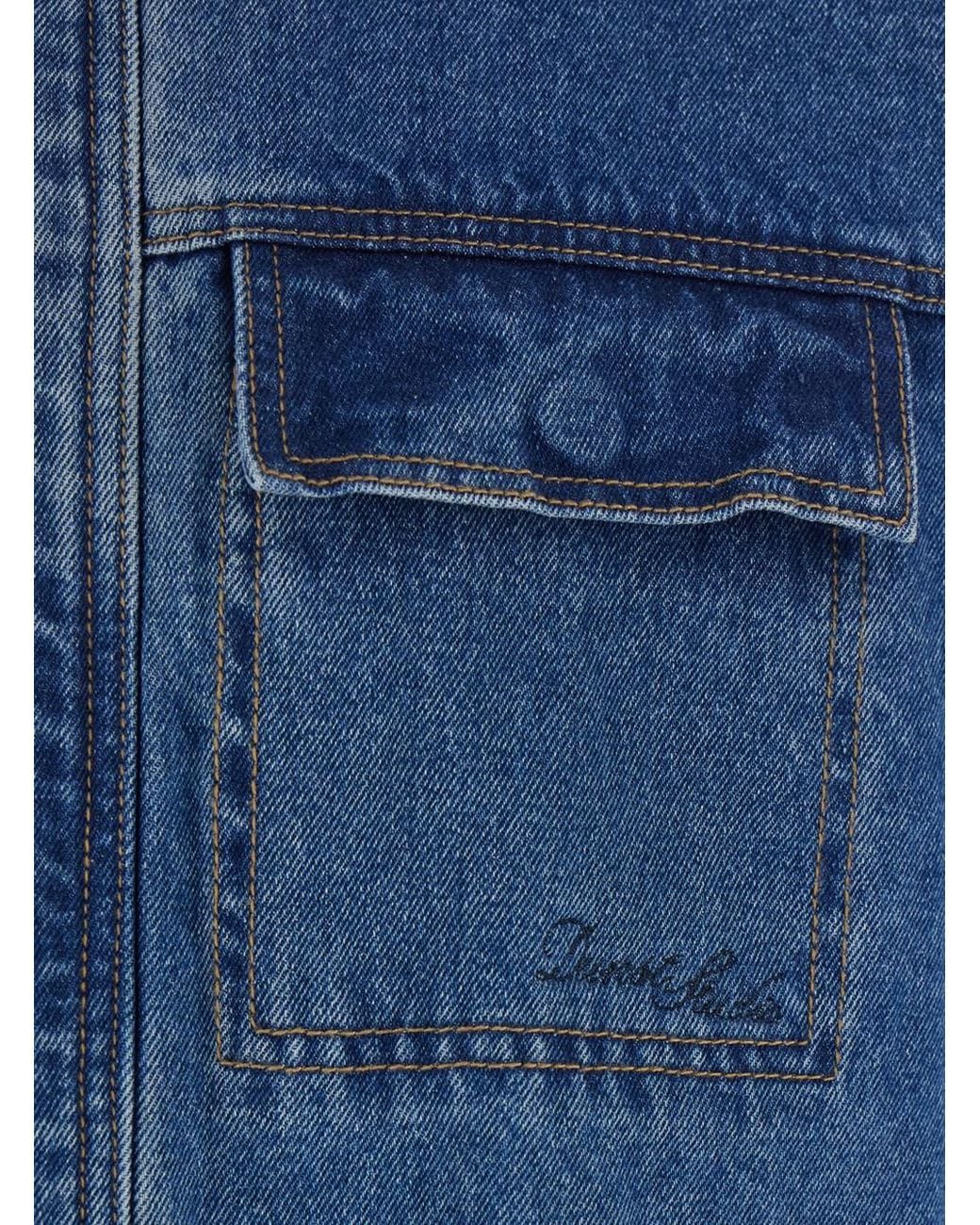DUNST Blue Jacket With Contrast Collar And Patch Pockets On The Chest for men