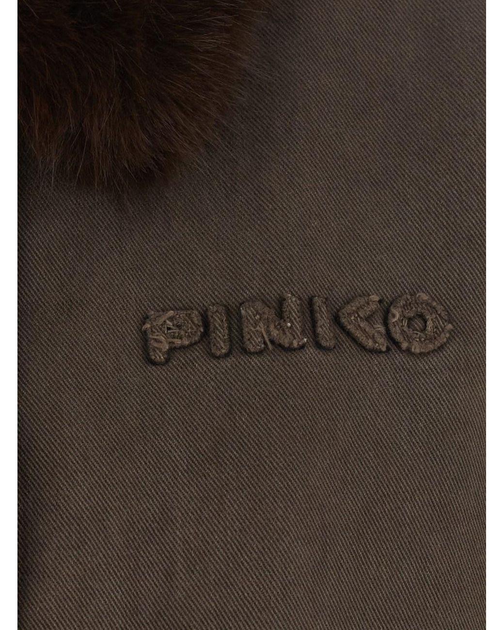 Pinko Brown Jacket Fox Effect Cotton Coat