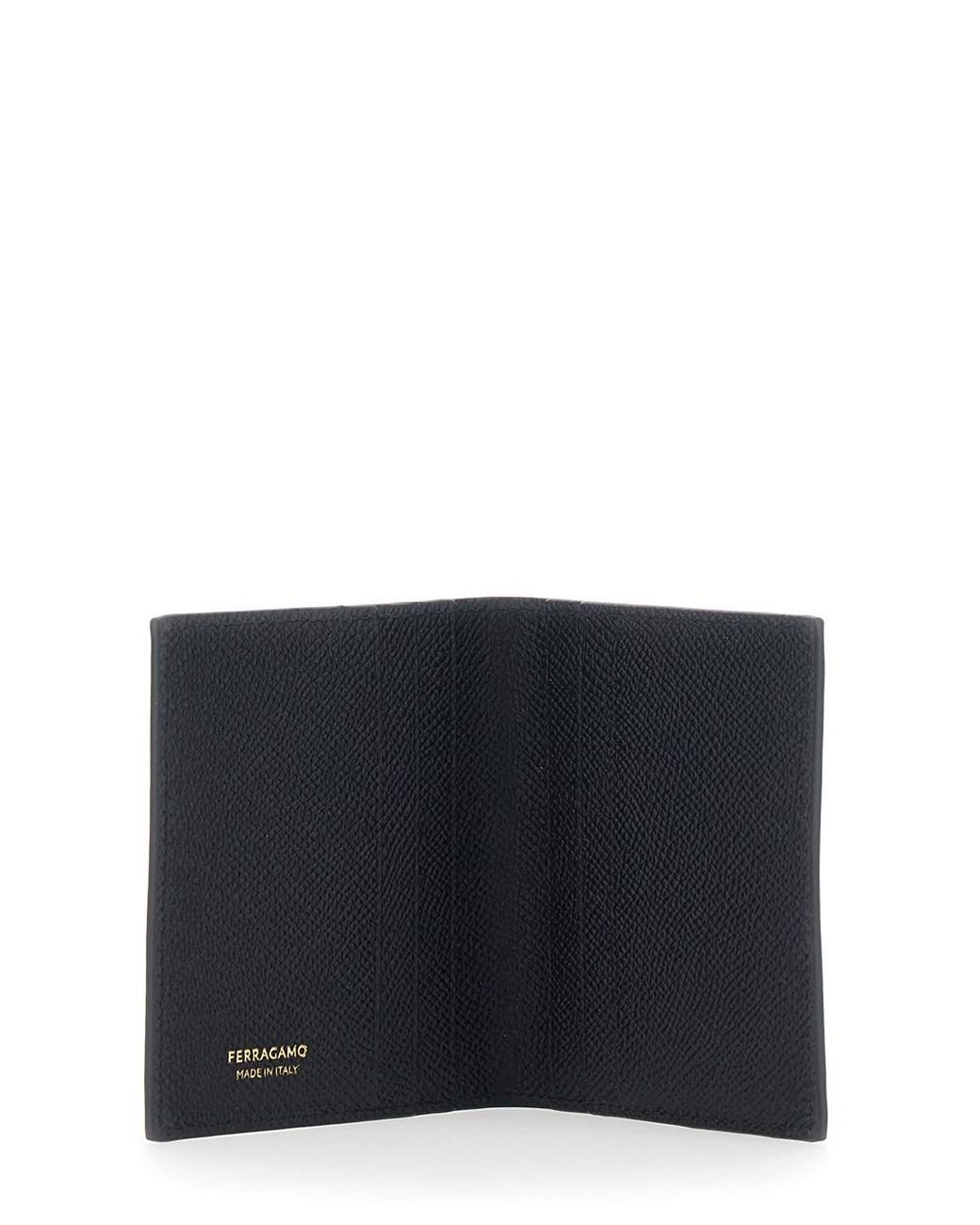 Ferragamo Black 'Micro Gancini' Card Holder Bi-Fold With Logo for men