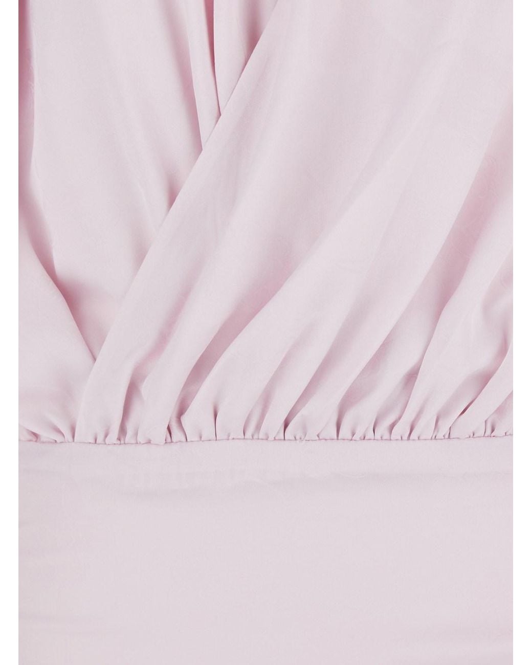 ROTATE BIRGER CHRISTENSEN Pink Dress With Deep V-Neck And Draped Design