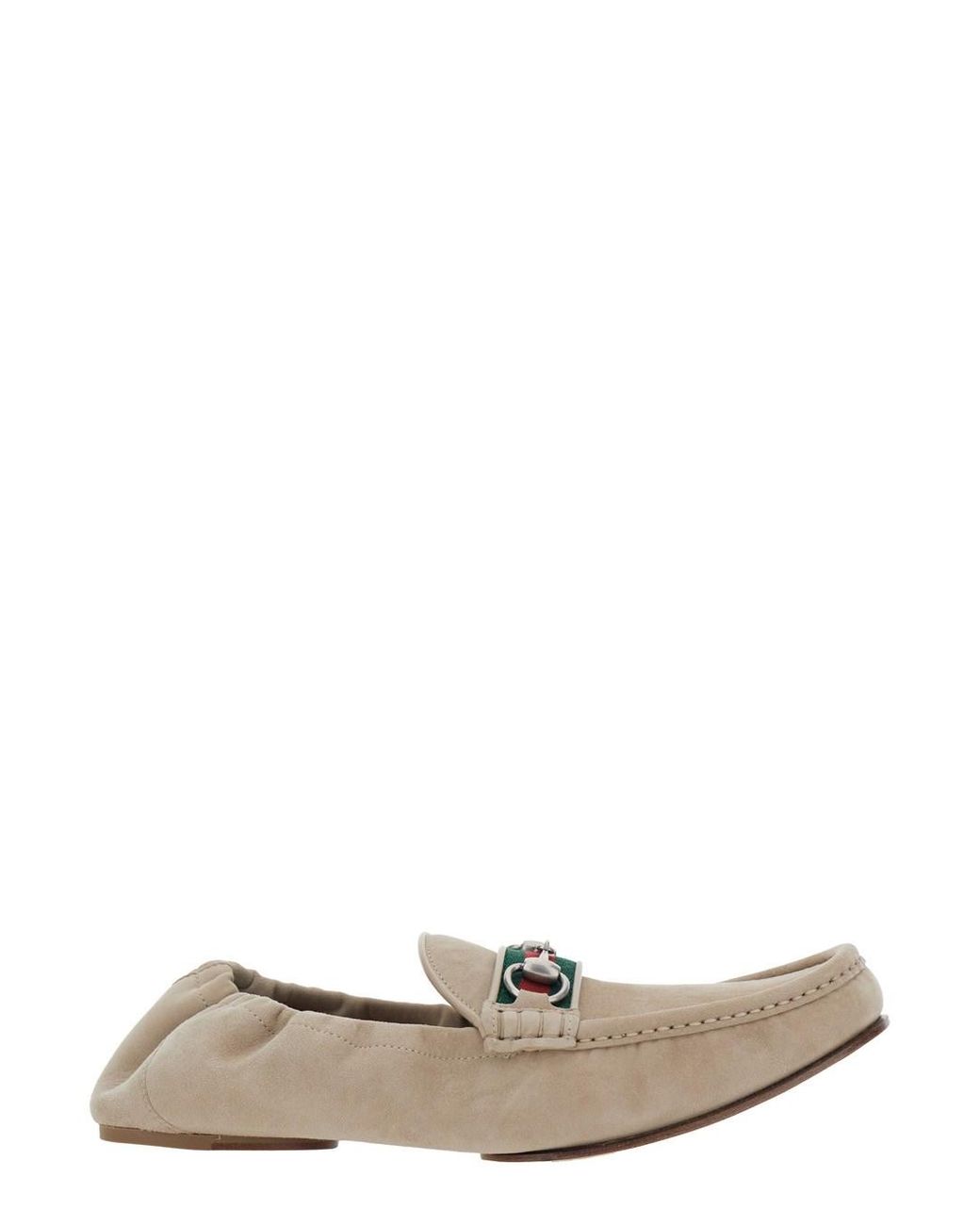 Gucci White Loafers With Horsebit Plate Suede Goat for men