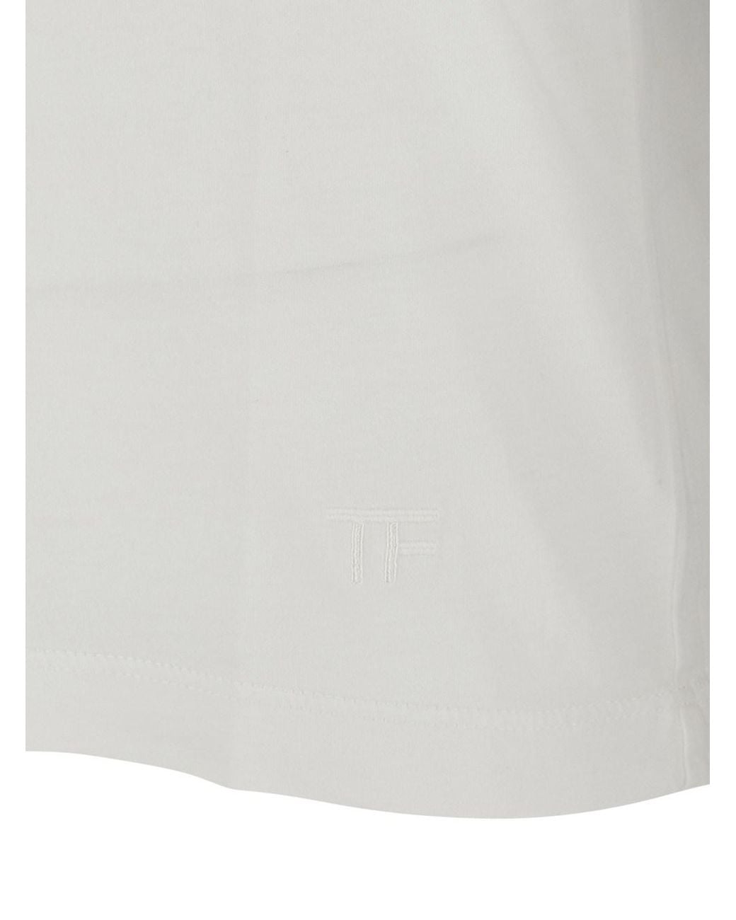 Tom Ford White T-Shirt Cotton Silk Ss With Round Neck for men