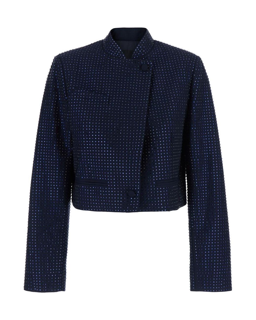 Pinko Blue Blazer With Two-Button Closure And All-Over Beads