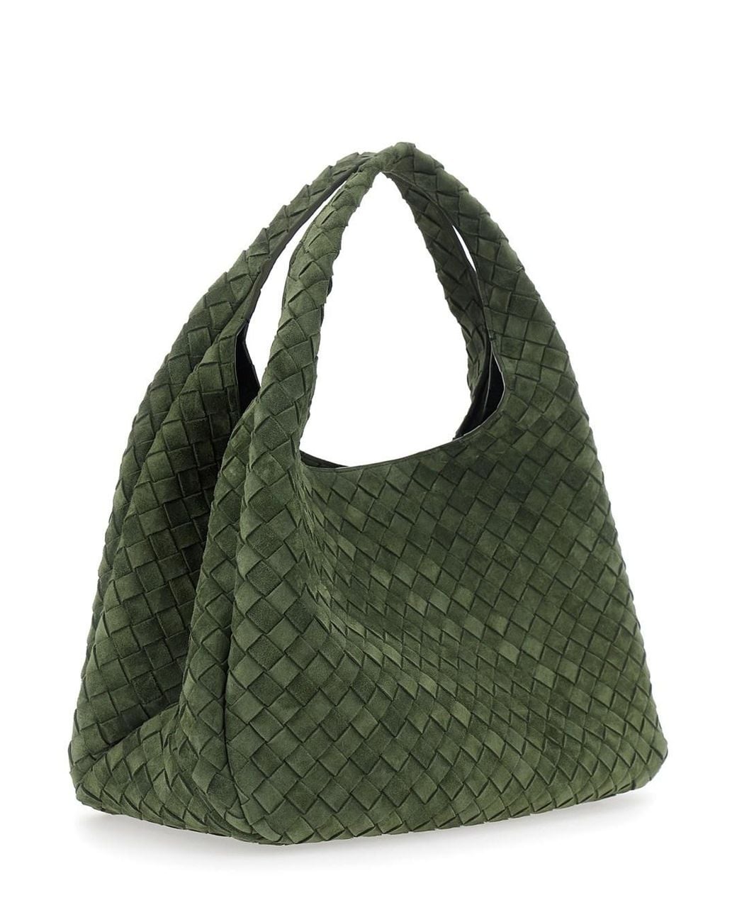 Bottega Veneta Green 'Campana' Large Shoulder Bag With Top Handle And Intrecciato Motif