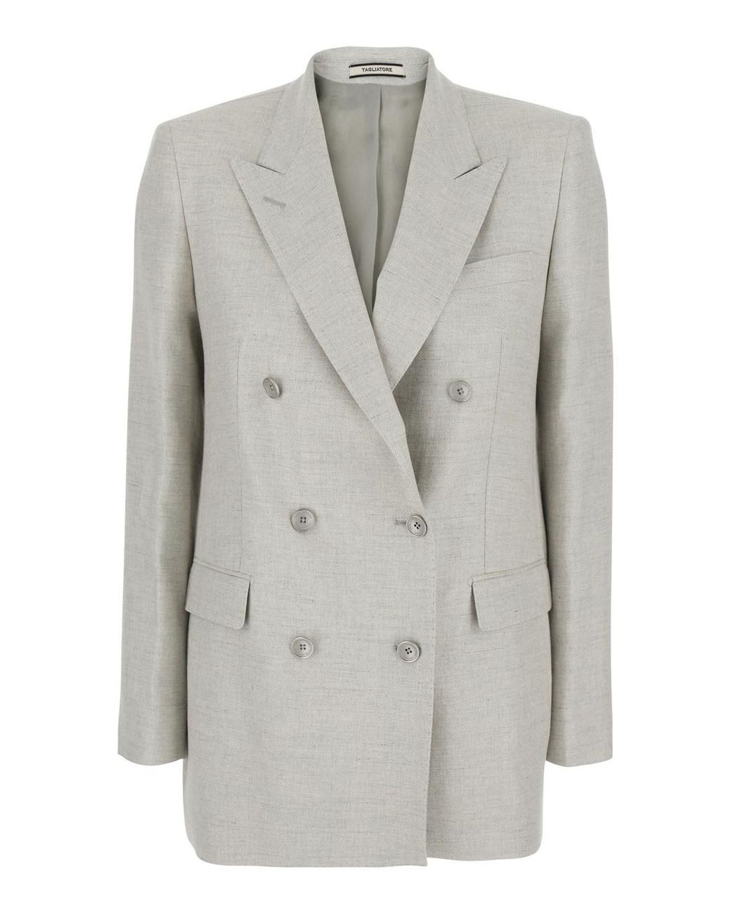 Tagliatore Gray Jasmine Silk Wool Jacket With Collar And Front Closure