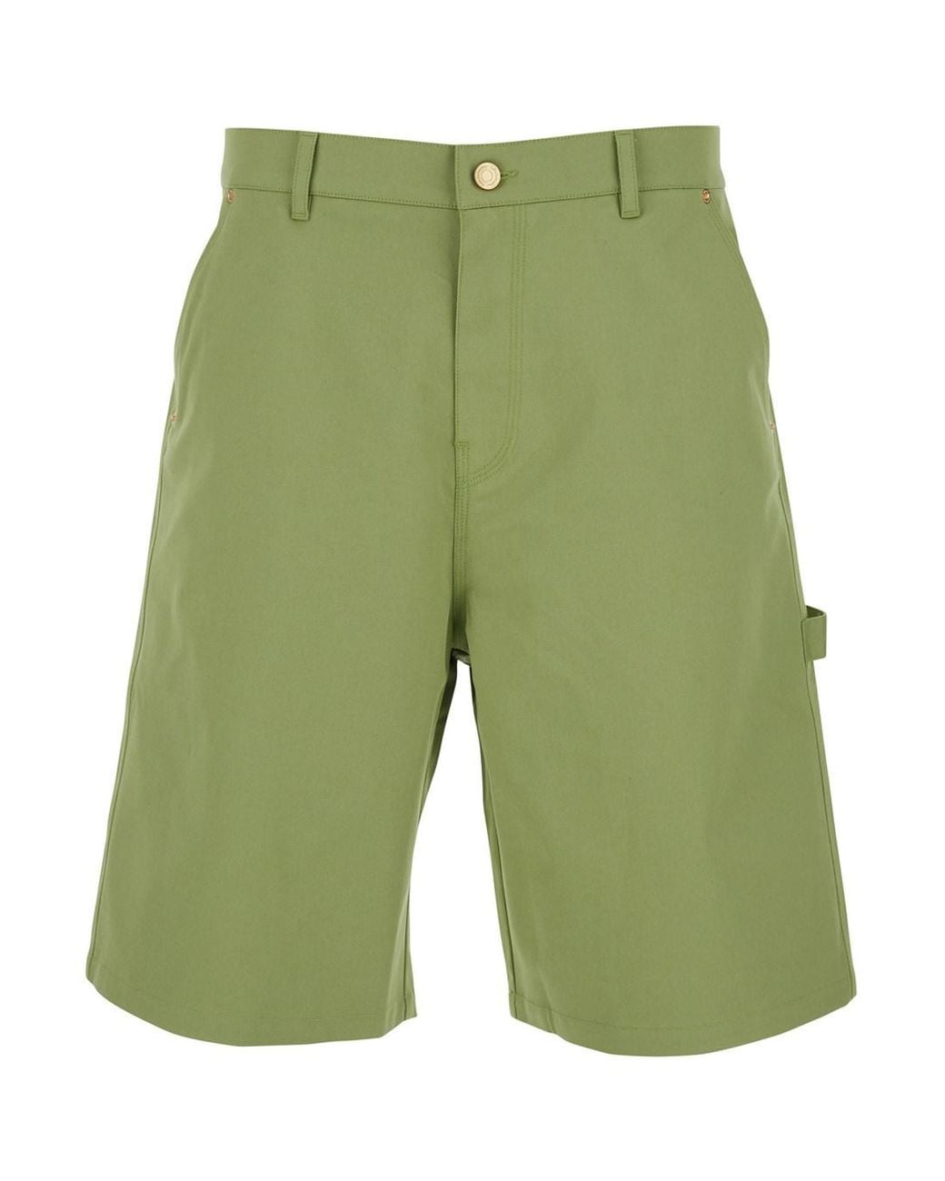 Drole de Monsieur Green Bermuda With Belt Loops And Logo Patch On The Back I for men