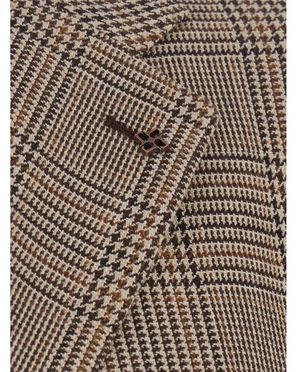 Tagliatore Brown 'New York' Single-Breasted Jacket With Notched Revers And Houndstooth Motif for men
