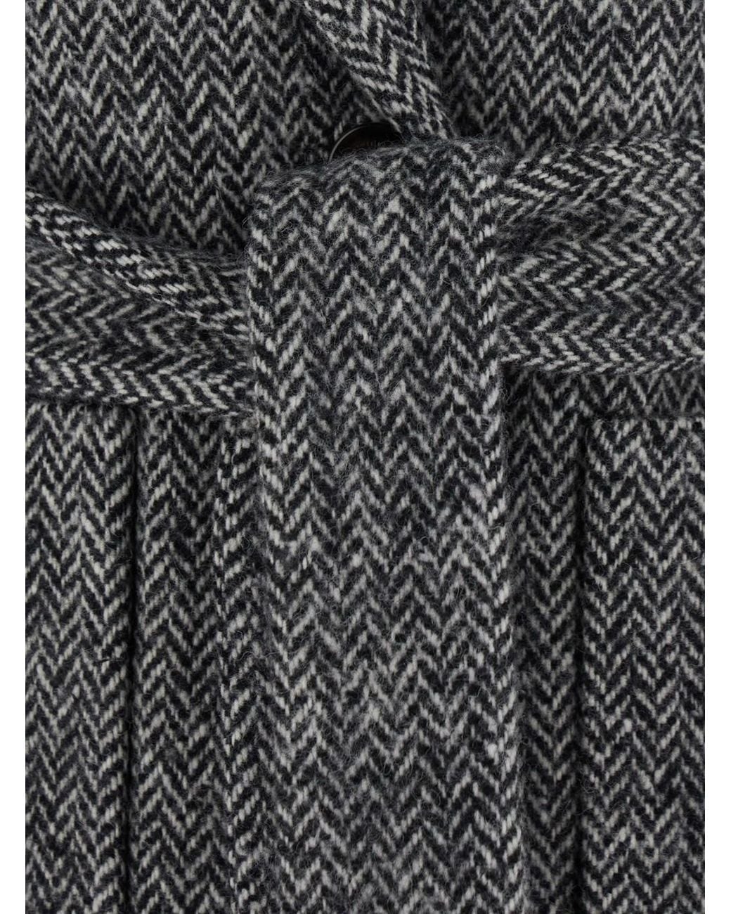 Valentino Gray Double-Breasted Coat With Belt