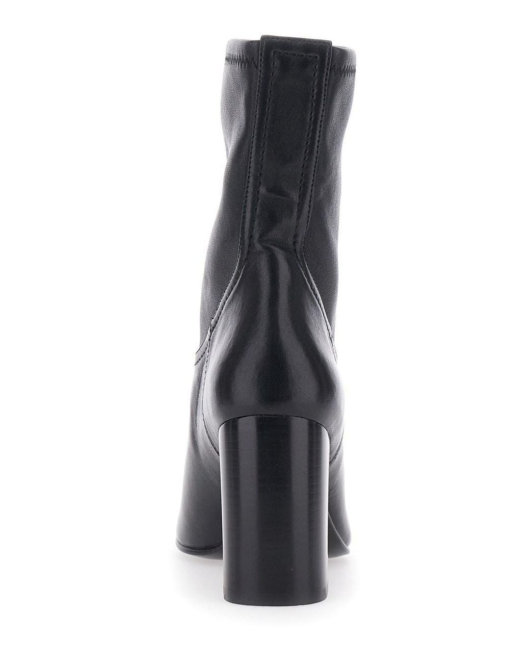 Stuart Weitzman Black Mulberry Stretch Bootie Leather Ankle Boots With Side Zip And Medium Heel