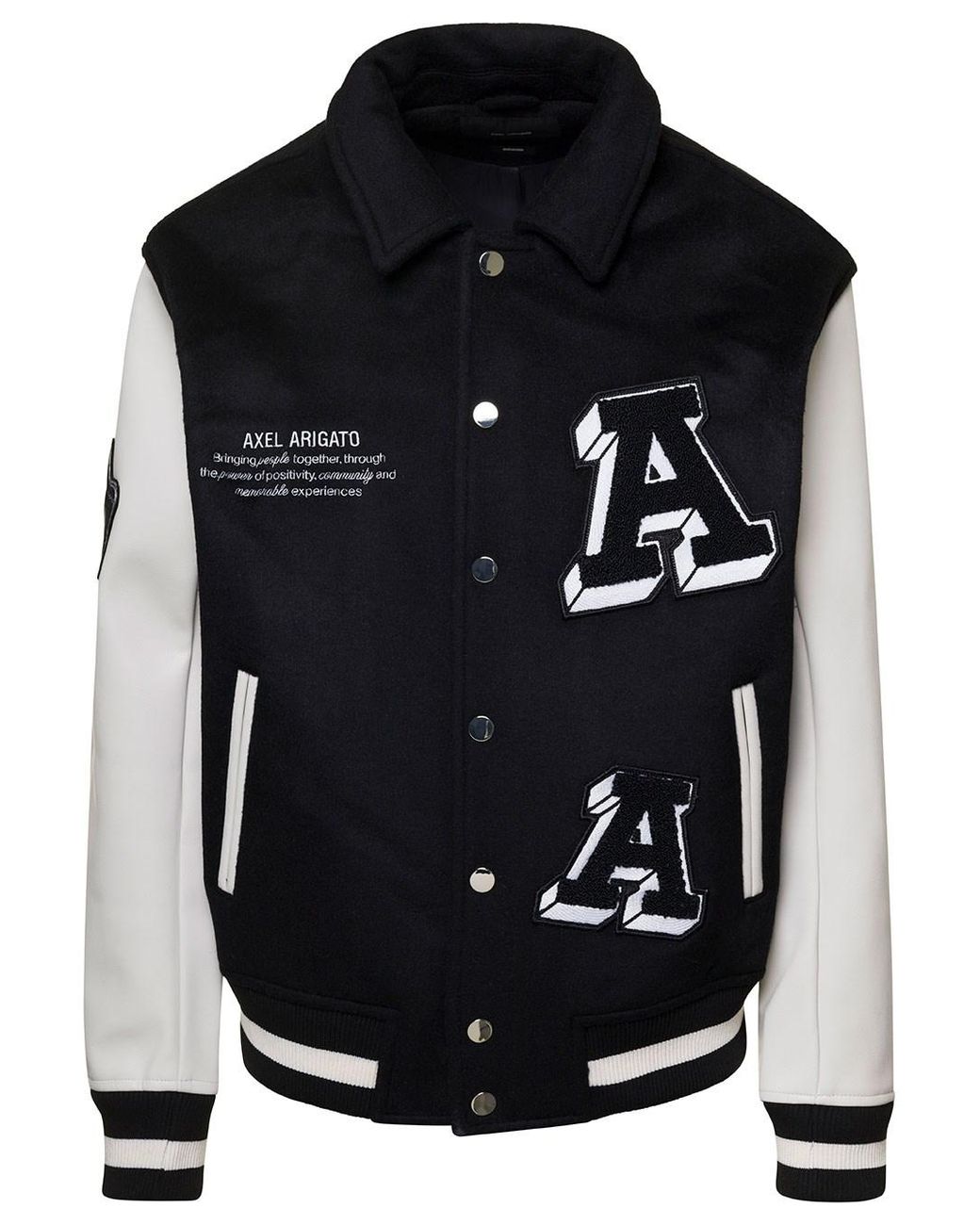 Axel Arigato 'illusion' And White Varsity Jacket With Striped Trimming ...