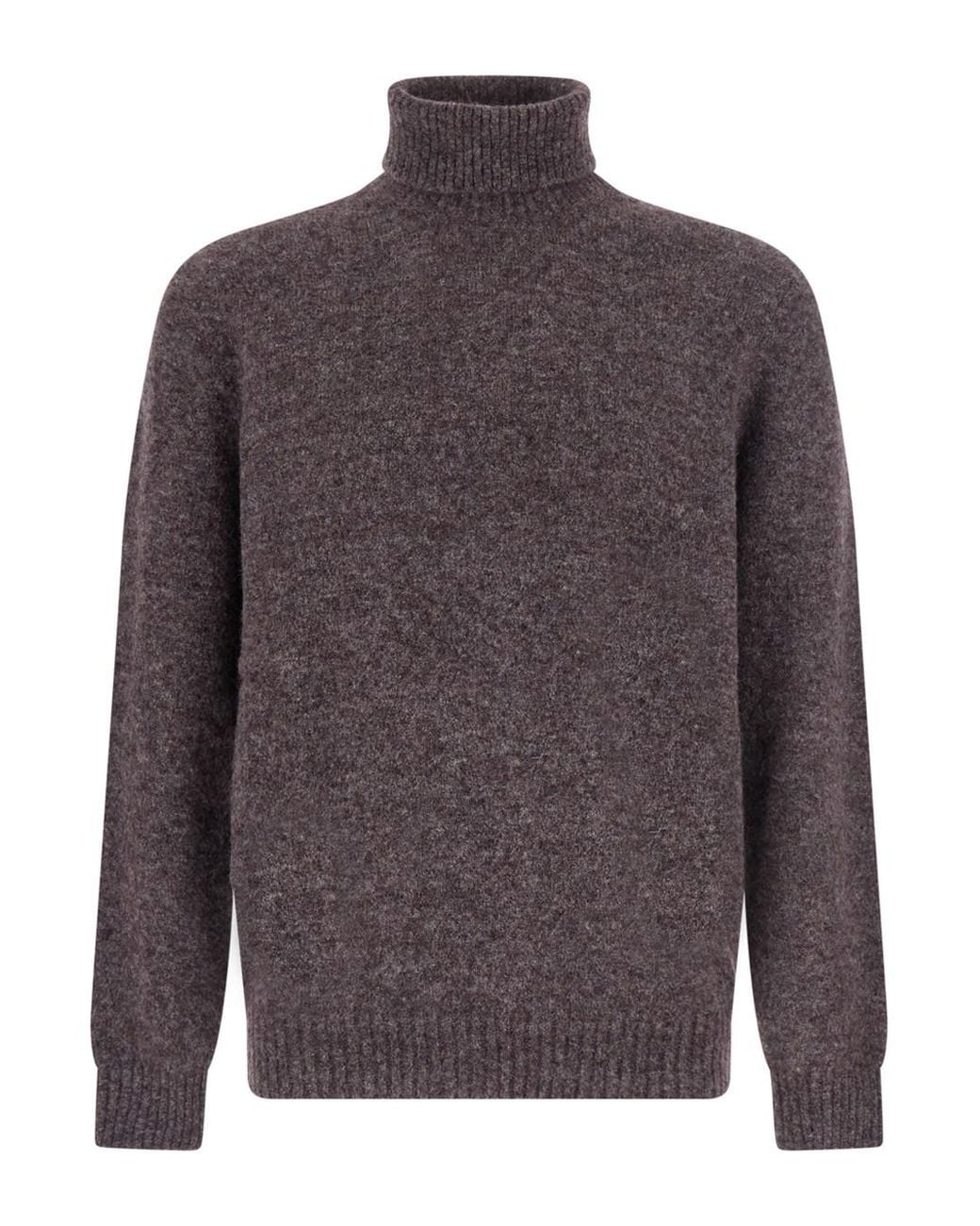 Brunello Cucinelli Gray High-Neck Sweater With Ribbed Trims for men