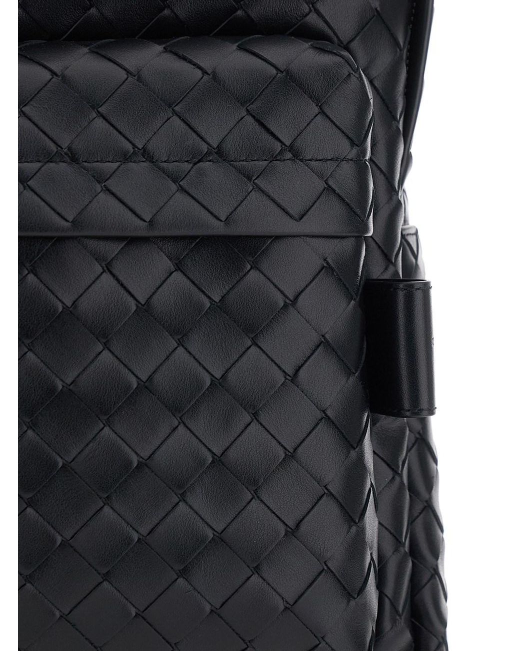 Bottega Veneta Black Backpack With Adjustable Straps And Leather Intre for men