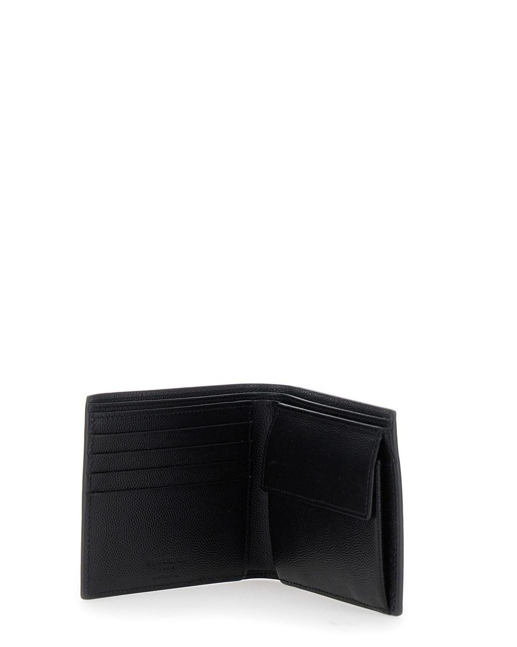 Saint Laurent Black Bi-Fold Wallet Monogram Leather Calfskin for men