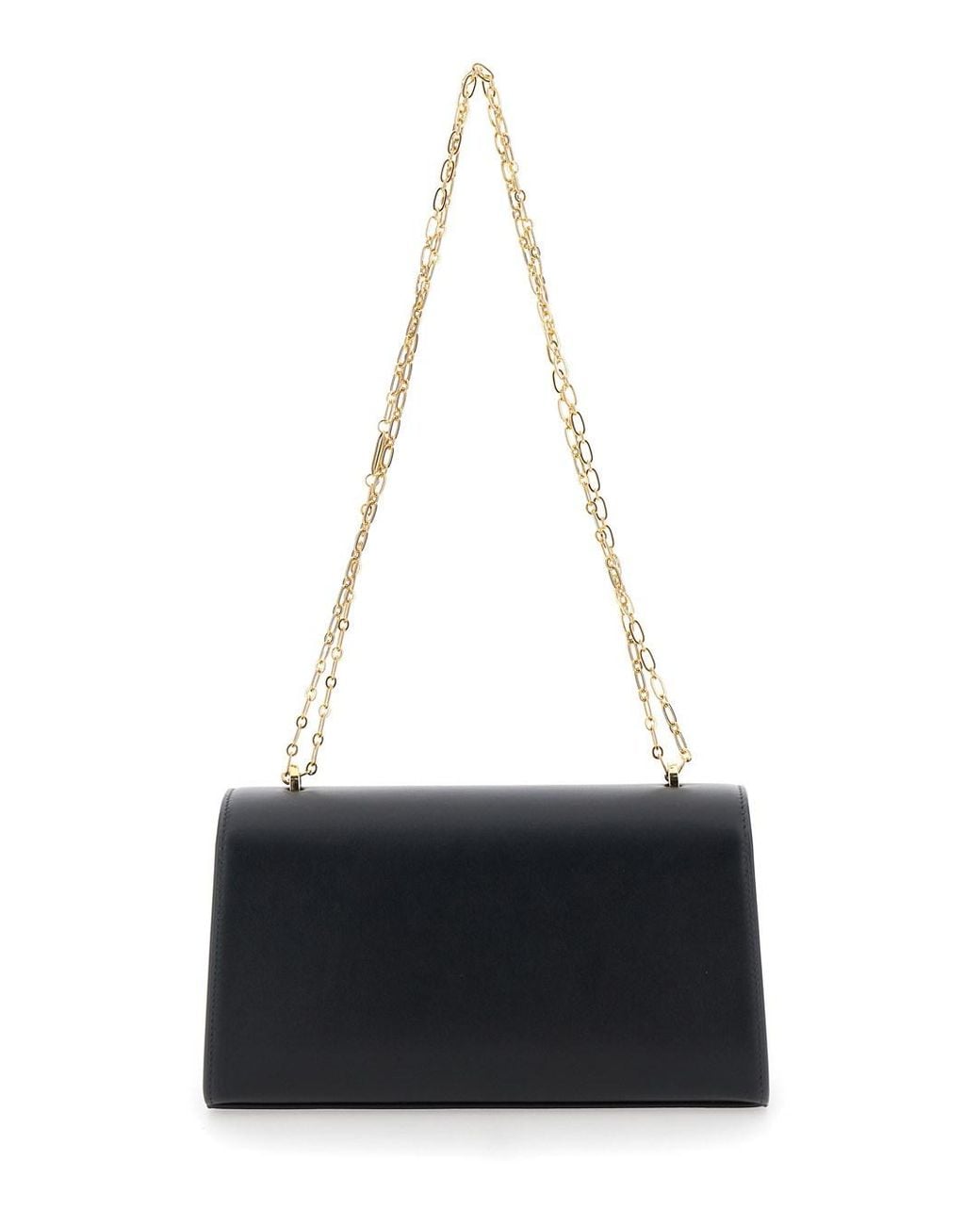 SAVETTE White Shoulder Bag 'Chain Symmetry' With Smooth Leather Chain