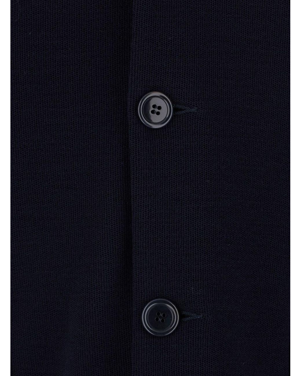 Giorgio Armani Blue Wool Knit V-Neck Jacket Virgin Blazers for men