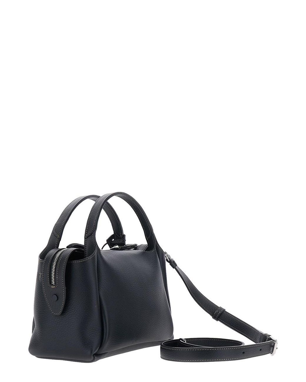 Tod's Black Shoulder Bag Calf Leather With T Plaque