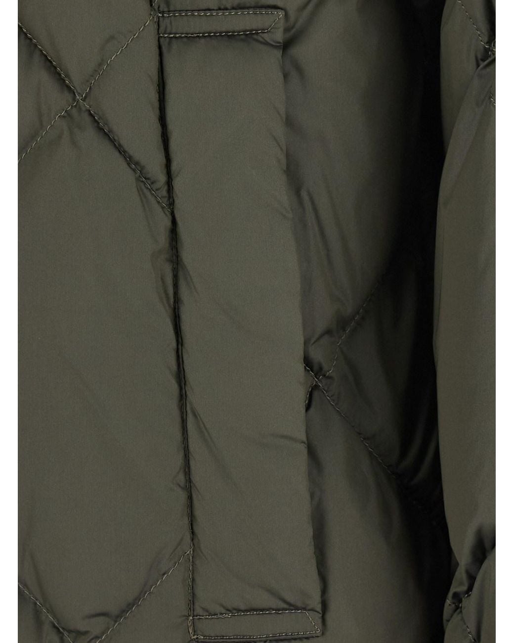 Max Mara Gray Long Down Jacket With Shimmering Drop-Resistant Nylo
