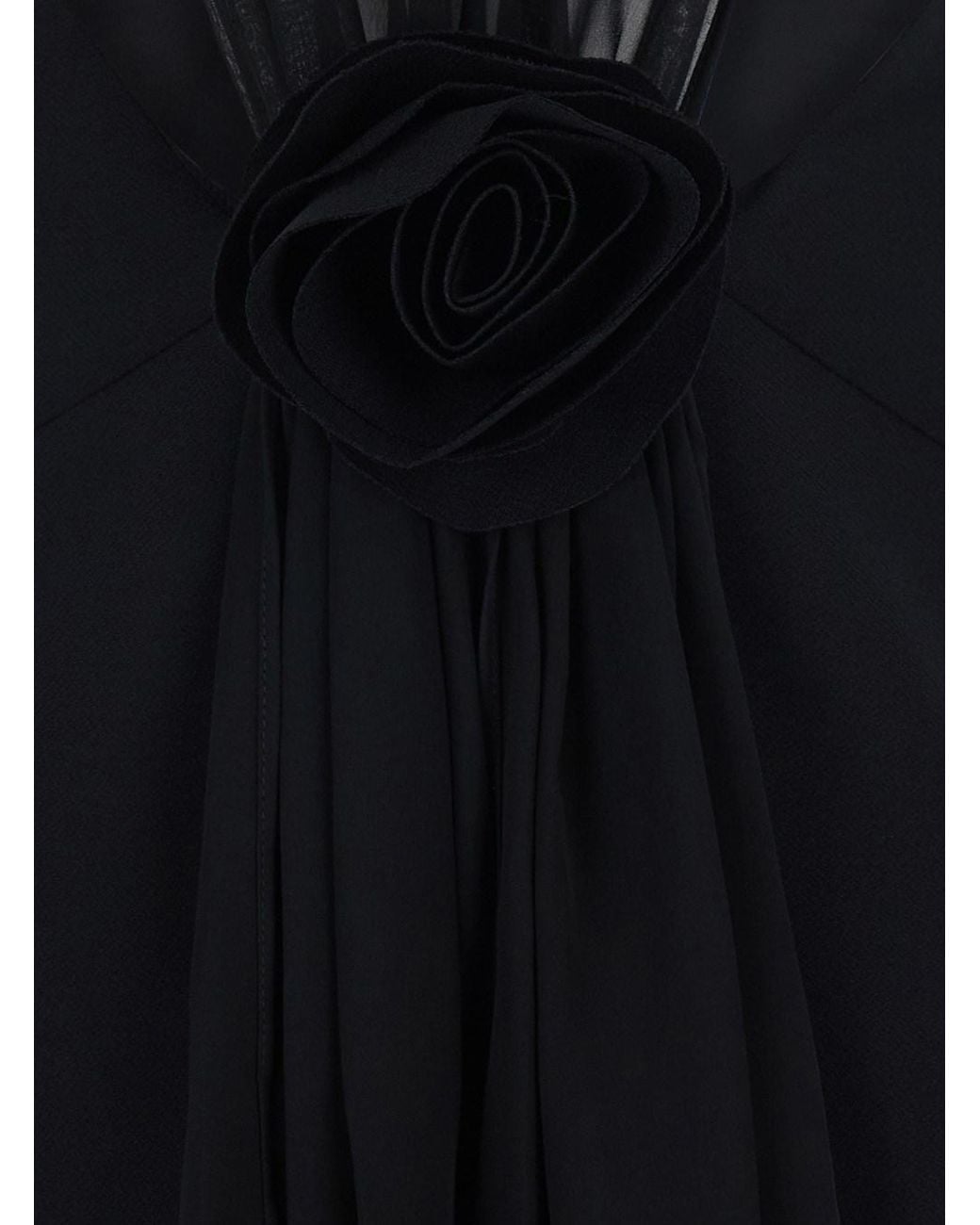 ROTATE BIRGER CHRISTENSEN Black Mini A-Line Dress With Collar Recycled Polyester
