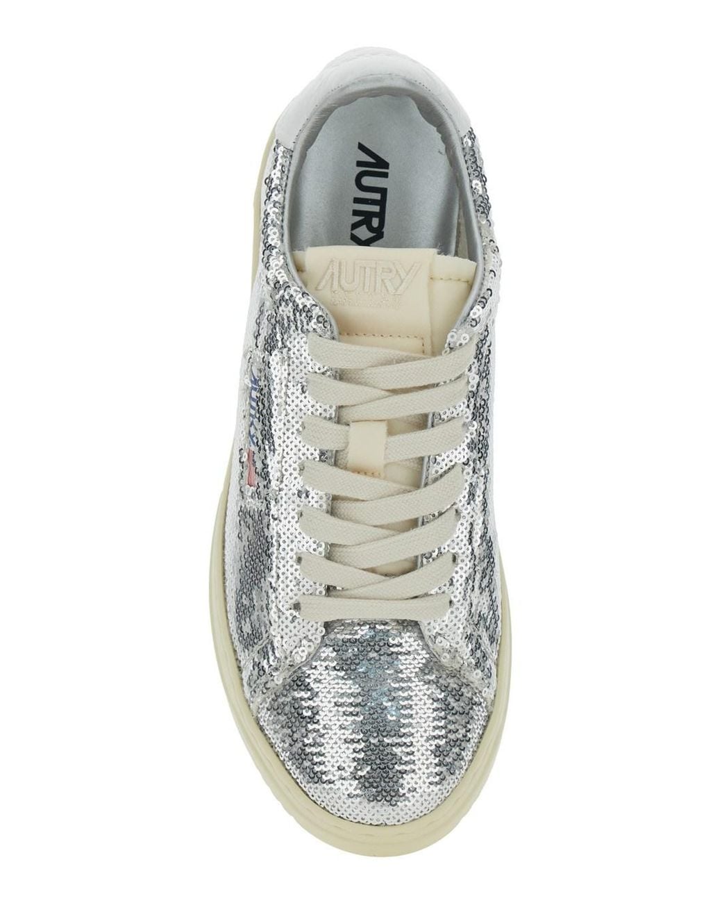 Autry White Colored Sneaker With Bead Embellishment