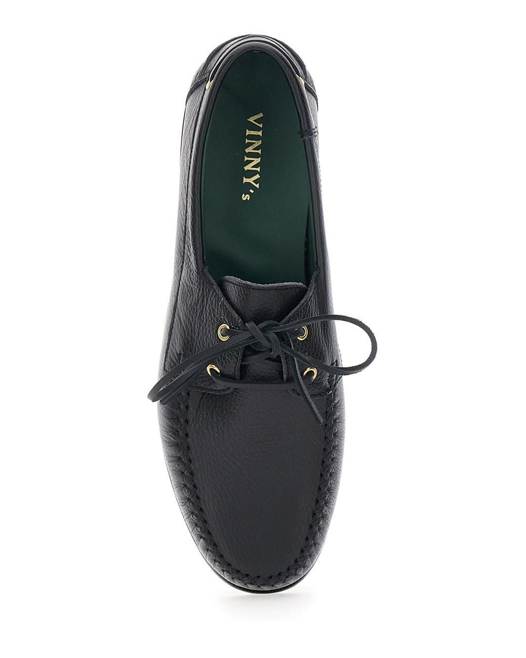 VINNY'S Black Loafers With Rounded Toe And Bow Laces On The Front for men