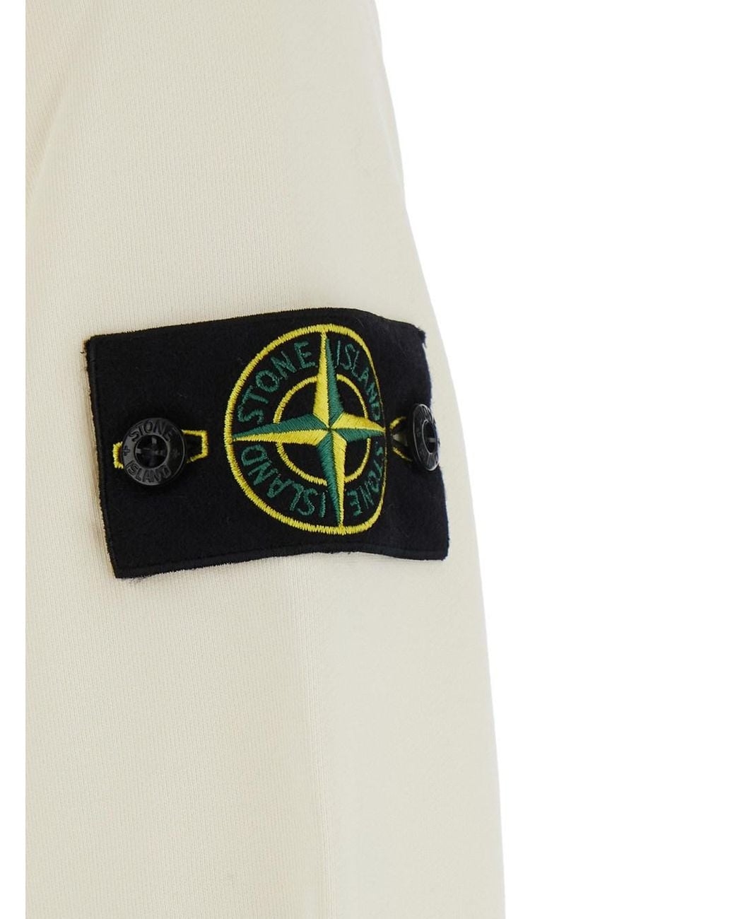 Stone Island White Crewneck Sweatshirt With Logo Patch On The Sleeve I for men