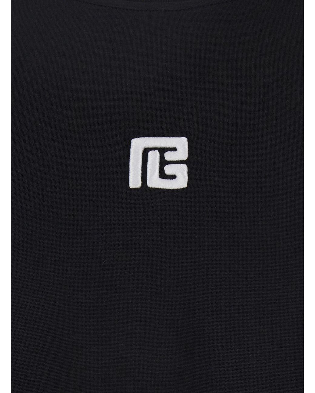 Balmain Black Crewneck T-Shirt With Logo Print On The Front for men