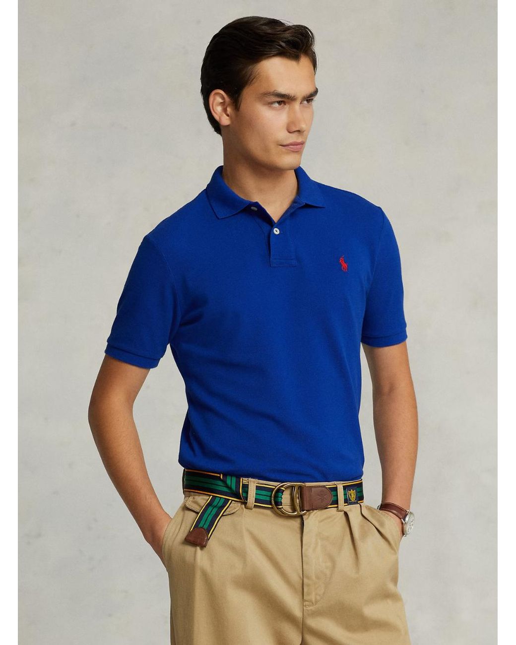 Polo Ralph Lauren Blue "Regular Fit" Polo Shirt With Pony Detail On The Front for men