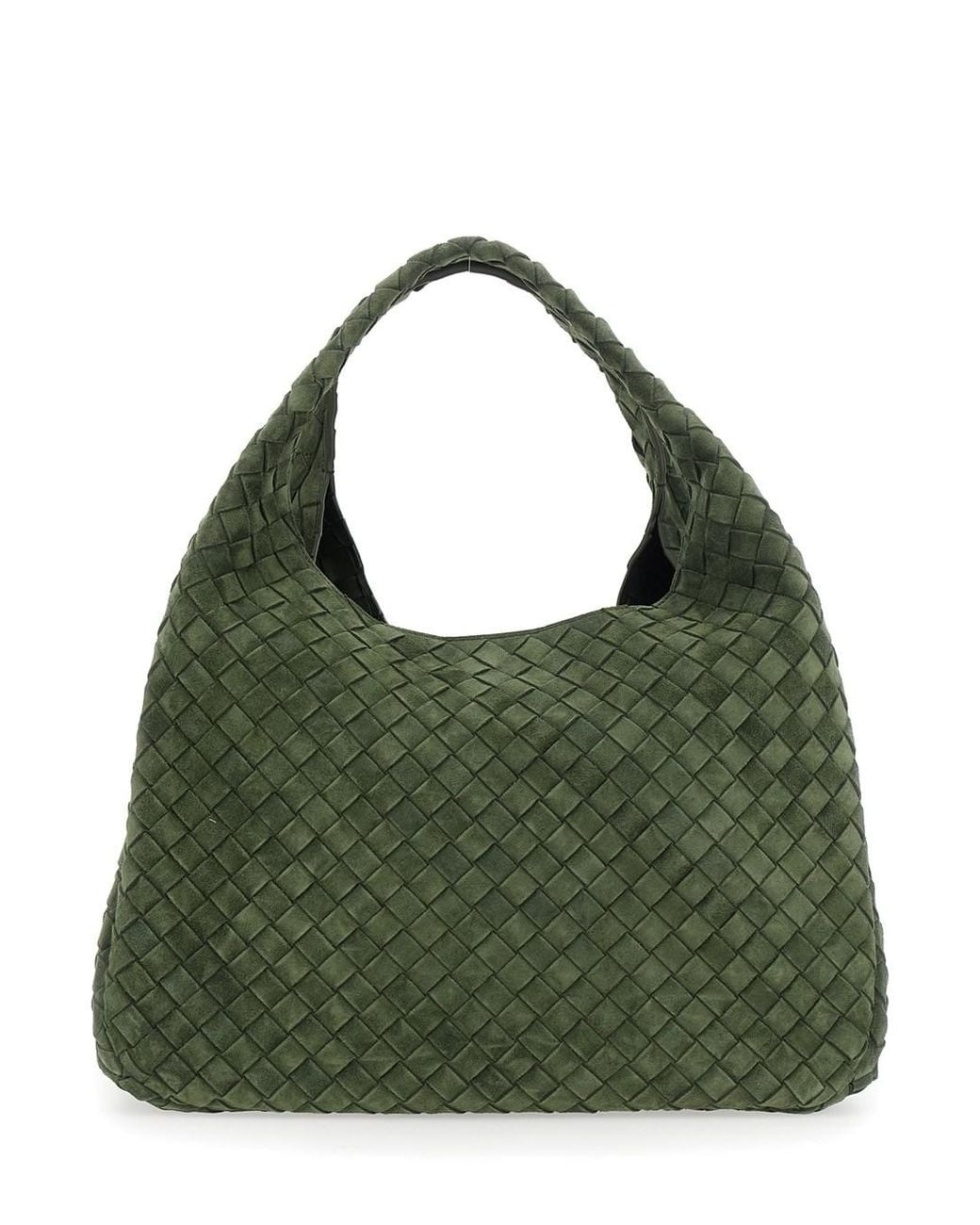 Bottega Veneta Green 'Campana' Large Shoulder Bag With Top Handle And Intrecciato Motif
