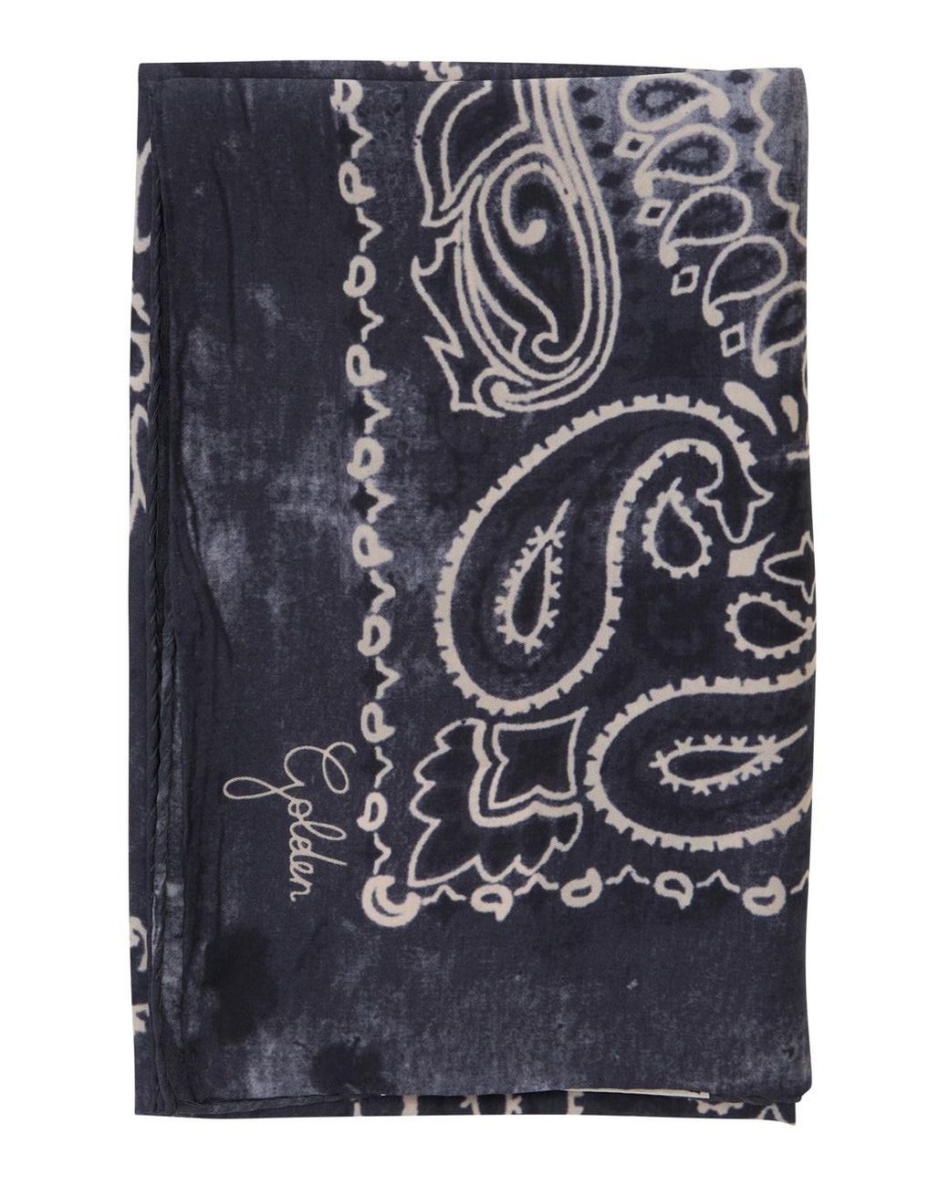 Golden Goose Deluxe Brand Blue Scarf Silk With Paisley Print