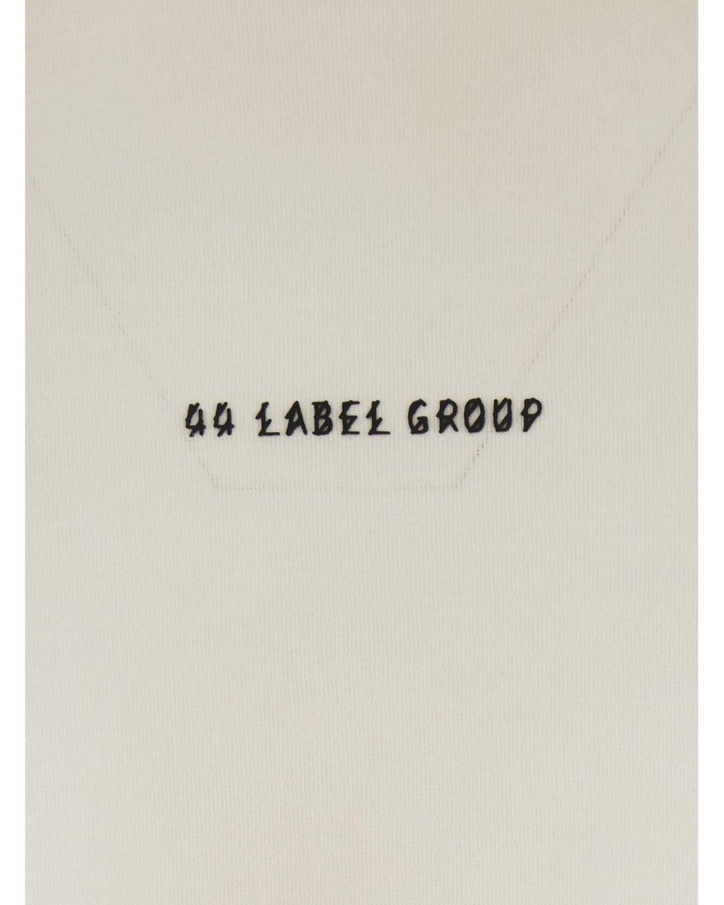 44 Label Group White Crew Neck T-Shirt With Logo On The Front And Maxi for men
