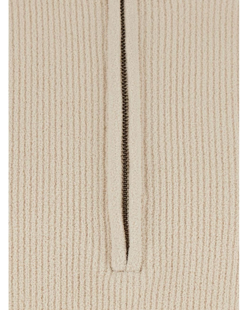 NN07 Natural Sweater With Turtleneck And Half Zip Closure On The Front for men