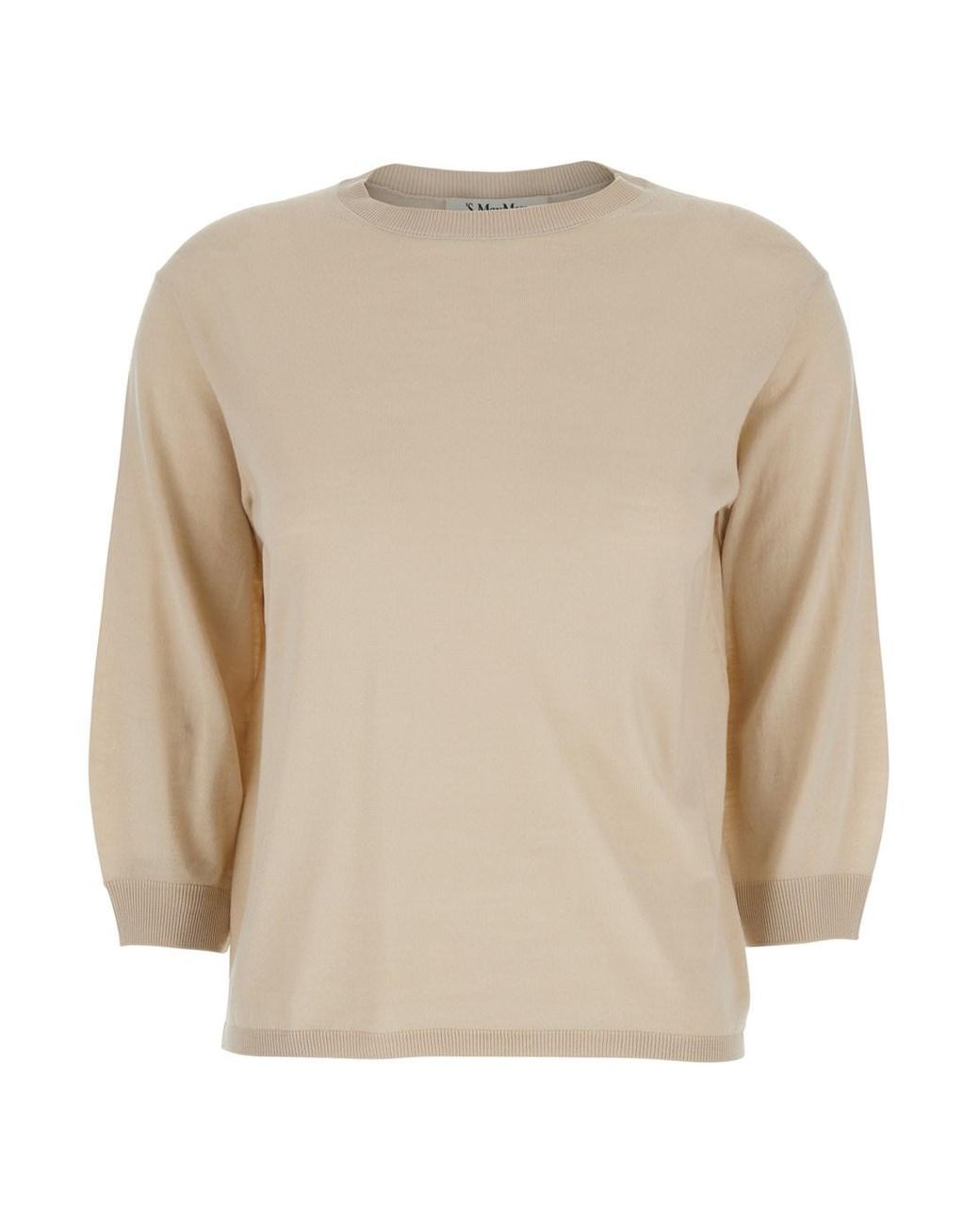 Max Mara Natural Sweater With Three-Quarter Sleeves Virgin Wool Tops