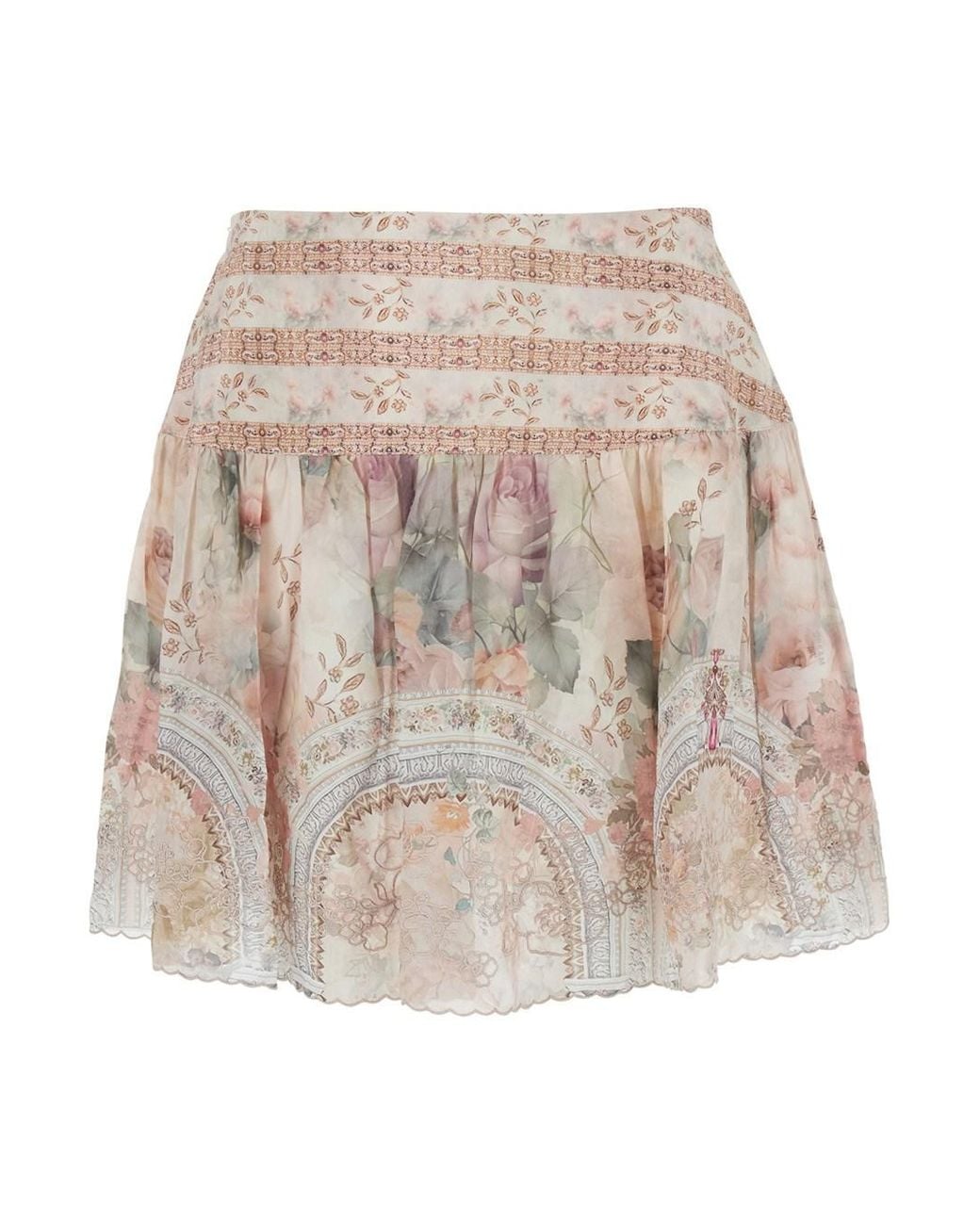 DREAM CATCHER Natural Skirt 'Elena' With All-Over Floral Print