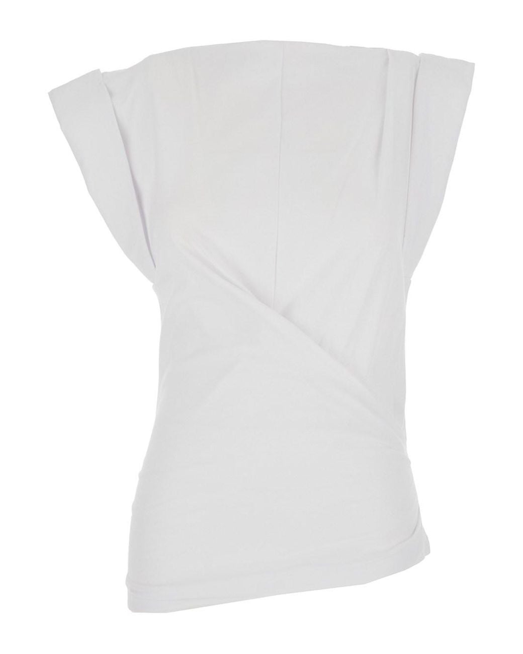 Isabel Marant White 'Maisan' T-Shirt With Asymmetric Design And Logo Embroidery On The Back