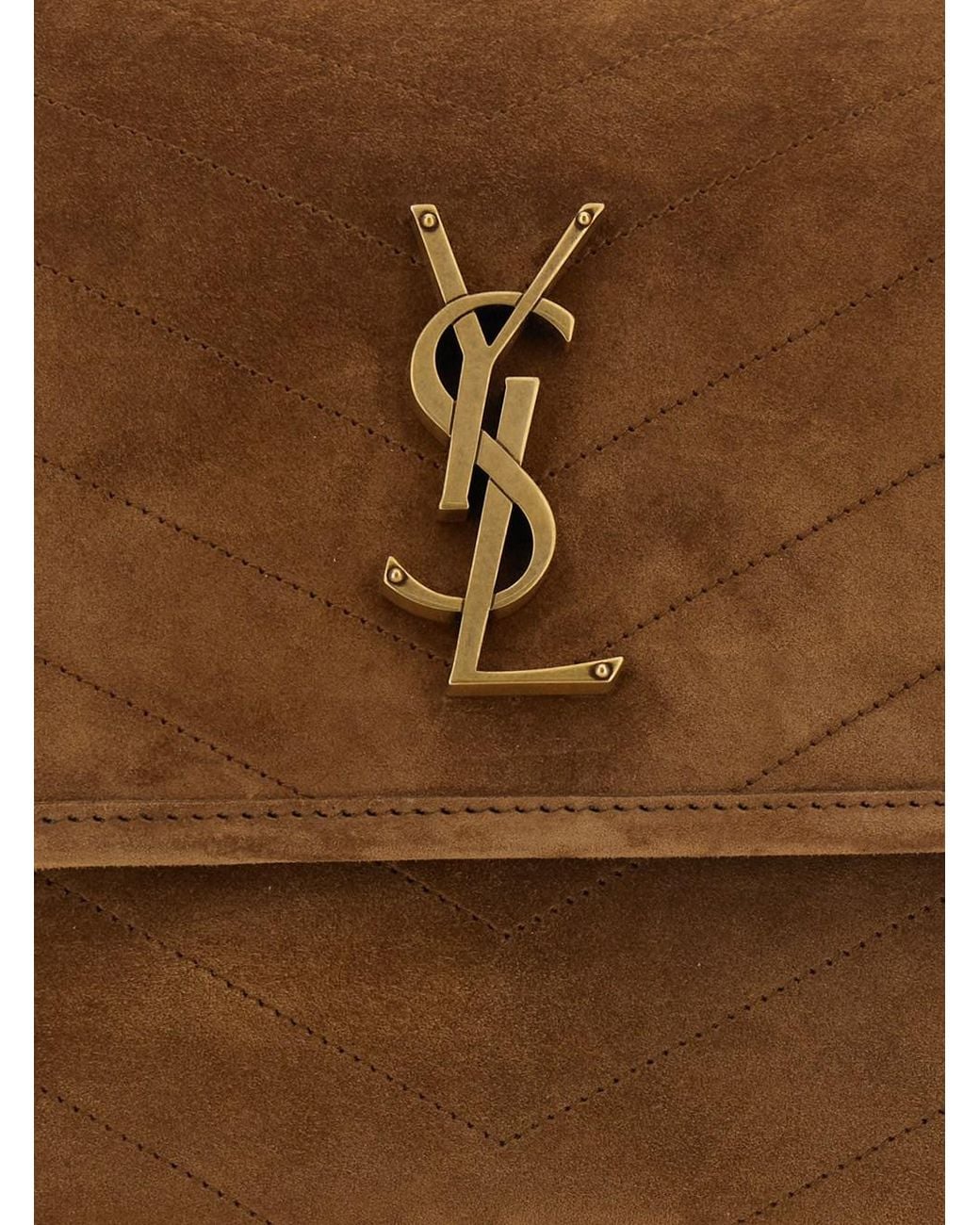 Saint Laurent Brown 'Niki Medium' Crossbody Bag With Metal Ysl Plaque On The Front