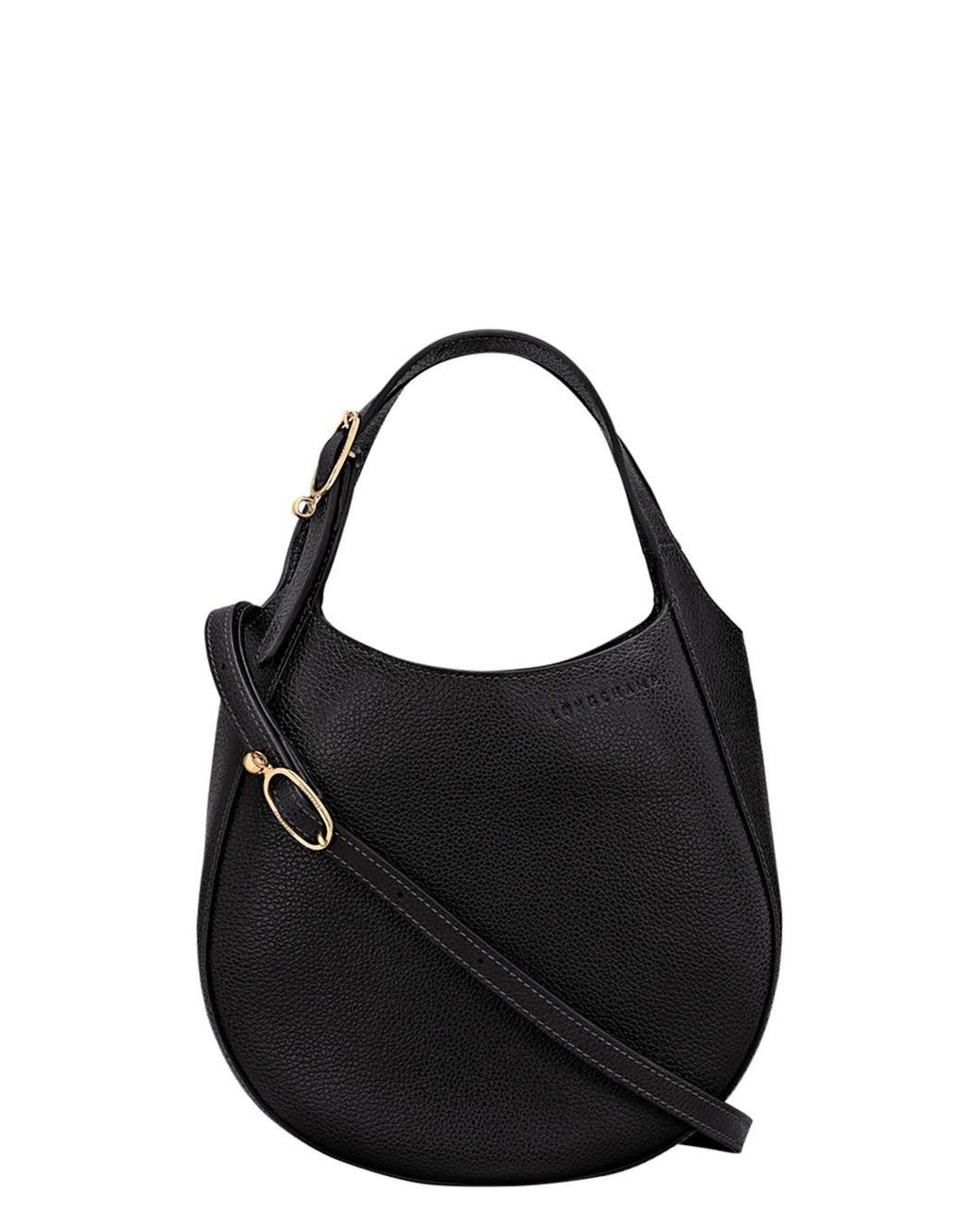 Longchamp Black Leather Handbag With Zip Closure, Zip Pocket Back, 30 Cm X 20 Cm X 10 Cm