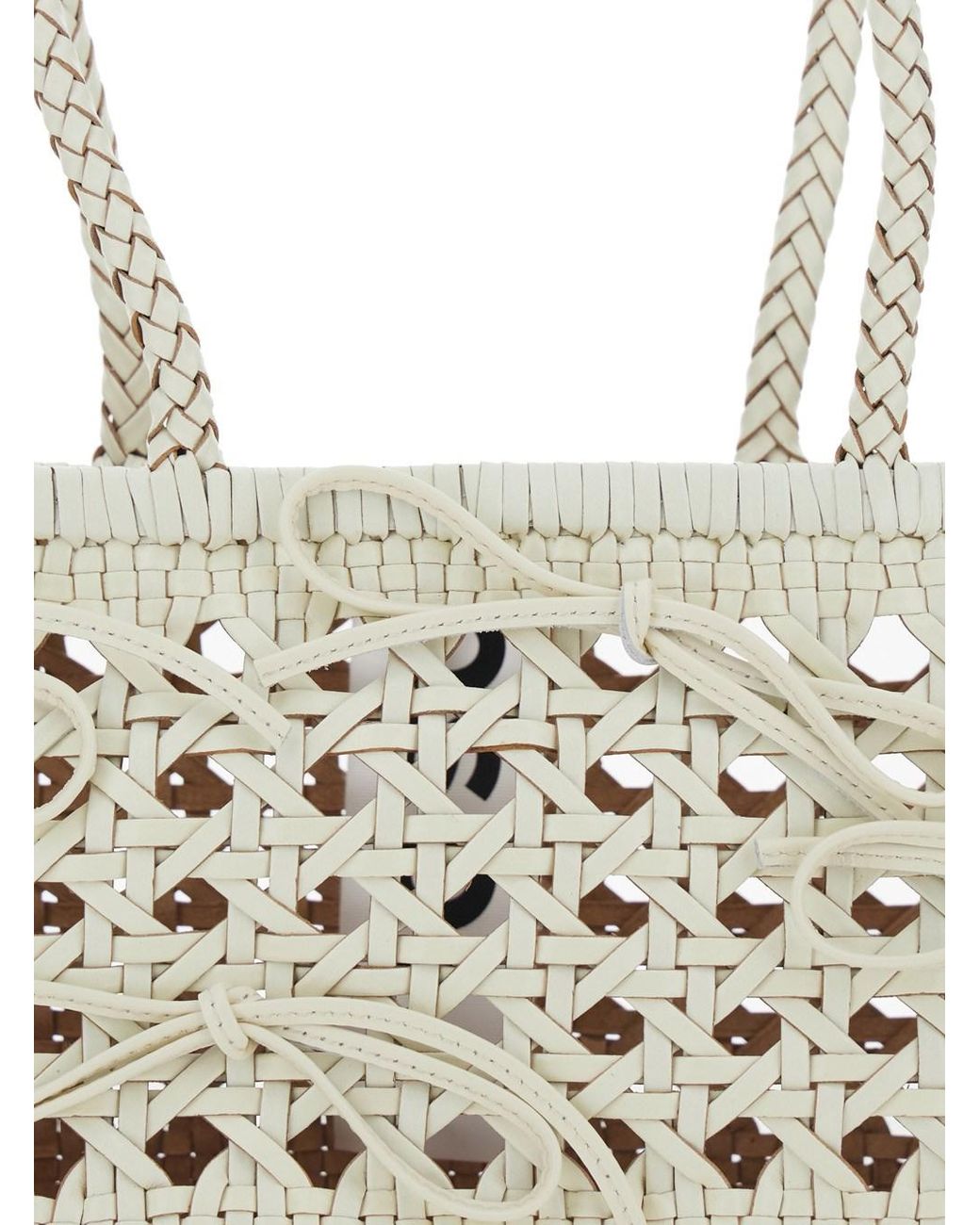 OSOI White 'Biscuit' Shoulder Bag With Double Round Handles And Braide