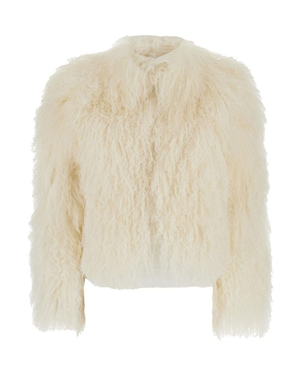 Le Plain Natural Short Fur Jacket With Hidden Closure On The Front