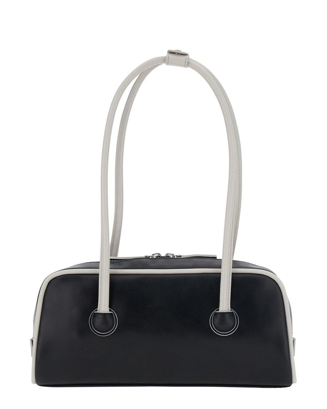 MARGE SHERWOOD White 'Baguette' Shoulder Bag With Logo Lettering On The