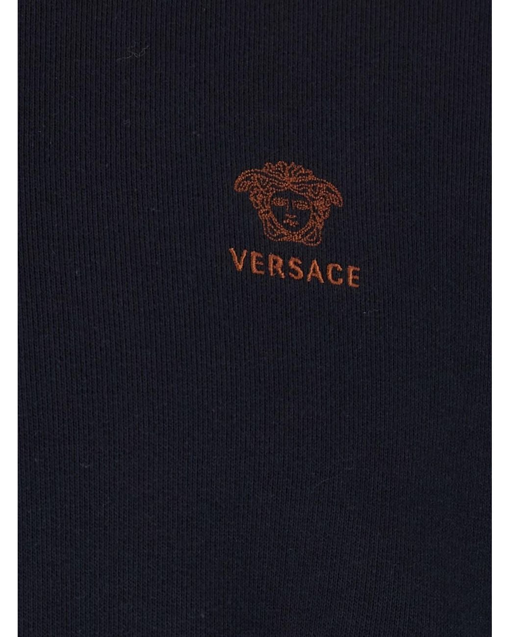Versace Blue Hoodie With Fixed Hood for men