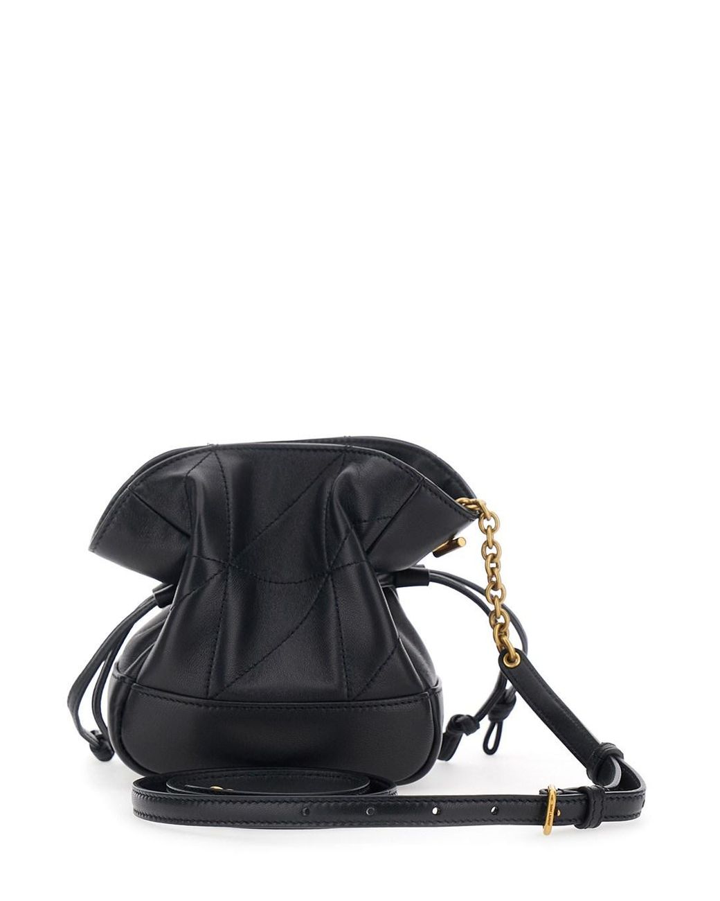 Saint Laurent Black Crossbody Bag With Drawstring Closure And Cassandre Plaque On The Front