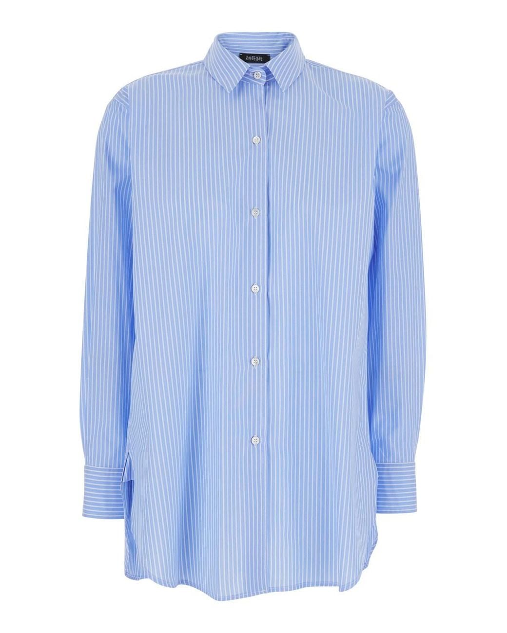 Le Plain Blue Striped Shirt With Classic Collar For