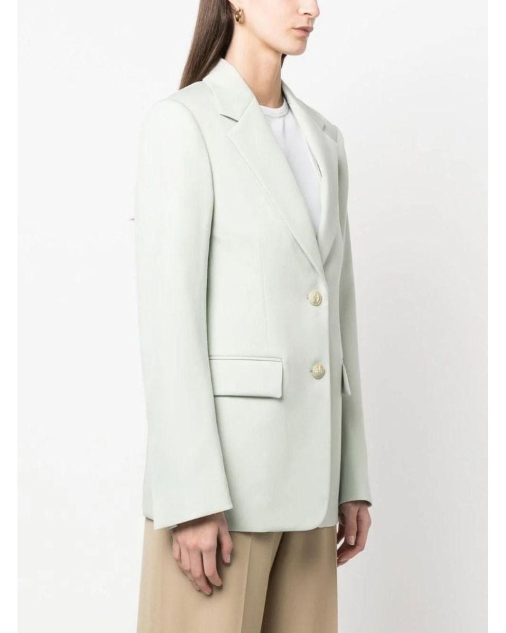 Blazer monopetto con tasche chiaro in lana di Lanvin in Gray